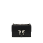 PINKO Black Calf Leather Bos Taurus Shoulder Bag